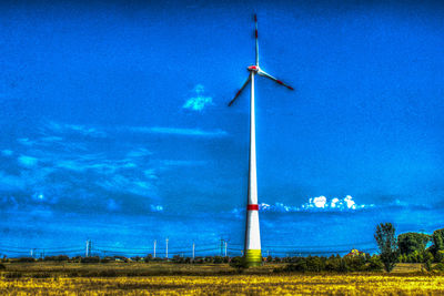 Wind turbines on field