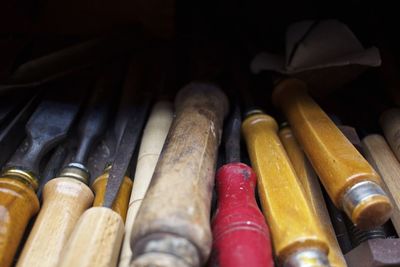 Close-up of multi colored pencils