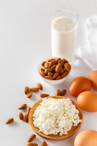 High angle view of food on white background