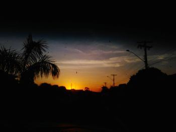 Low angle view of silhouette trees against sky at sunset