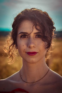 View of a woman in wheat field