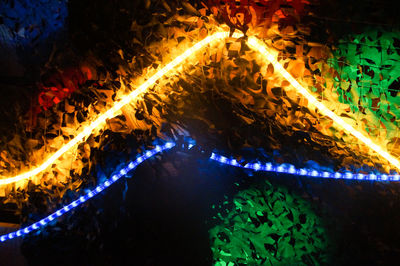 Close-up of illuminated lighting equipment