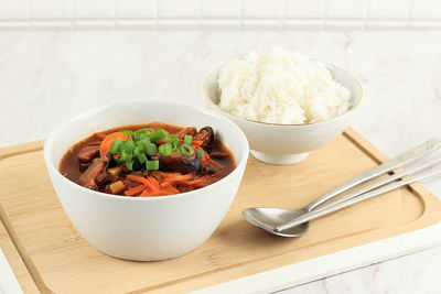 Kimchi stew or kimchi soup, korea's national dish spicy soup with vegetable, meat, eggs, tofu
