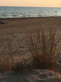 Scenic view of sea against sky during sunset
