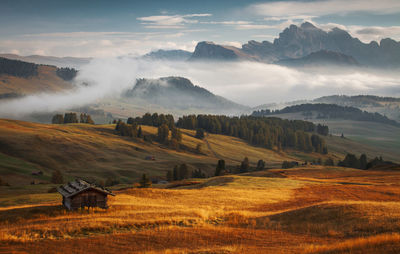 Scenic view of dolomites landscape against sky