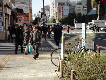 Bicycles on road in city