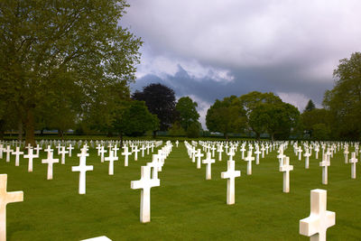 View of cemetery  military american against sky