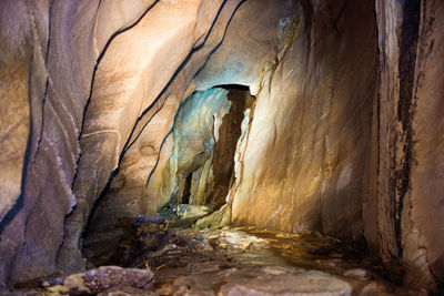 Low angle view of rock formation in cave