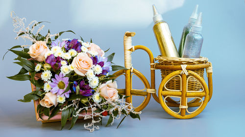 Close-up of flower vase on table