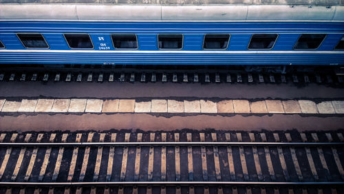 High angle view of train at station