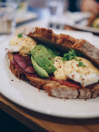 Close-up of food served in plate