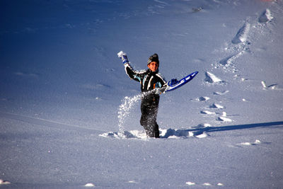 Man skiing in snow