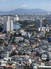 High angle view of buildings in city