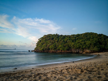 Scenic view of beach against sky