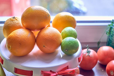 Close-up of fruits on table at market stall