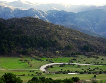 Scenic view of landscape and mountains