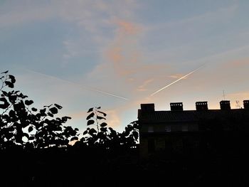 Low angle view of silhouette trees against sky during sunset