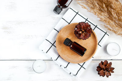 High angle view of food on table