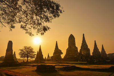 View of temple at sunset