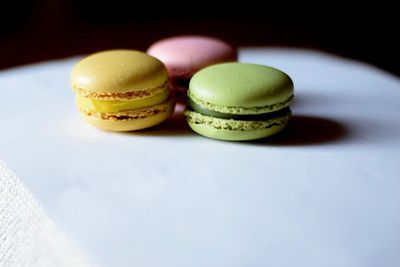 Close-up of cake against white background