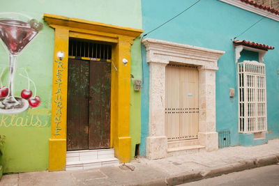 Closed door of building