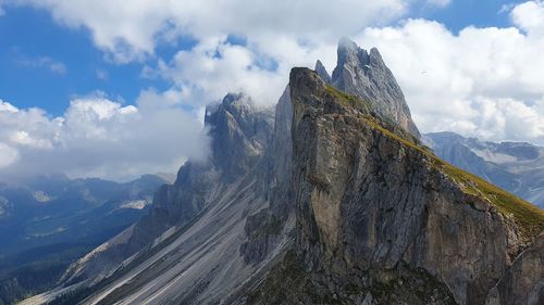 Panoramic view of mountain range against sky