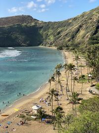 High angle view of beach against sky