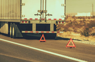 Construction site on road in city