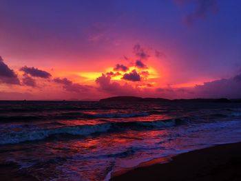 View of calm sea at sunset