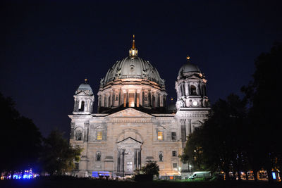 View of illuminated berlin cathedral against sky at night