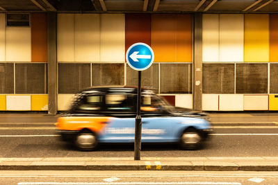 Traffic sign on road in city