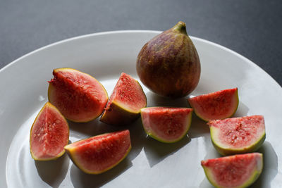 High angle view of fruits on table