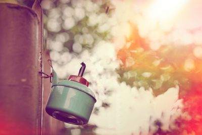 Close-up of lantern against the sky