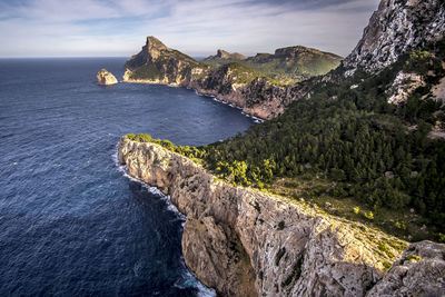 Scenic view of sea and rocks against sky