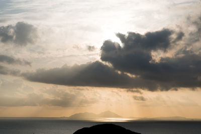 Scenic view of sea against cloudy sky