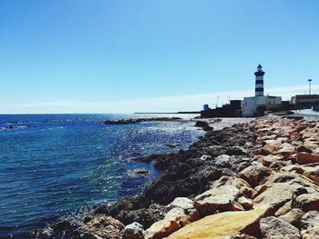 Scenic view of sea against clear sky