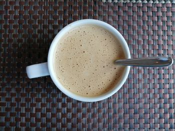 High angle view of coffee on table