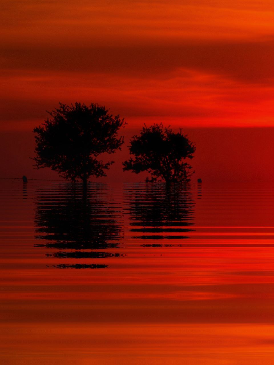 SCENIC VIEW OF LAKE AGAINST ROMANTIC SKY