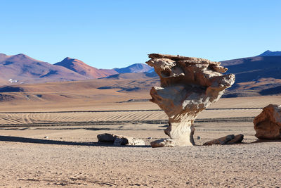Scenic view of desert against clear sky