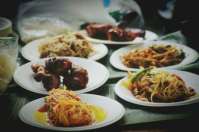 Close-up of food served in plate