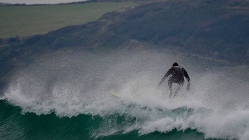 Sea waves rushing towards shore