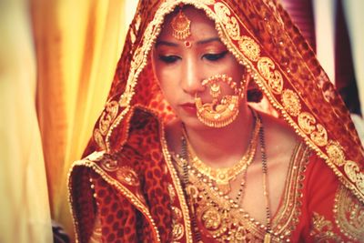 Close-up of young bride