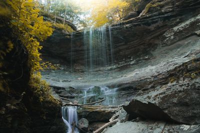 Scenic view of waterfall