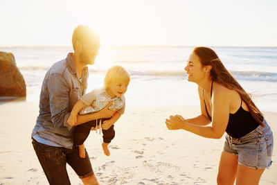 Family enjoying at beach