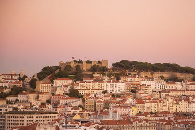 Cityscape against clear sky