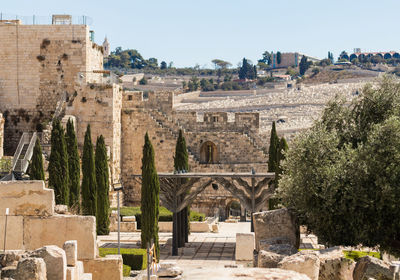 View of old ruin building in city