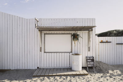 Closed wooden beach hut