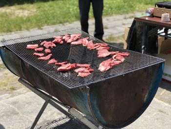 Low section of person on barbecue grill