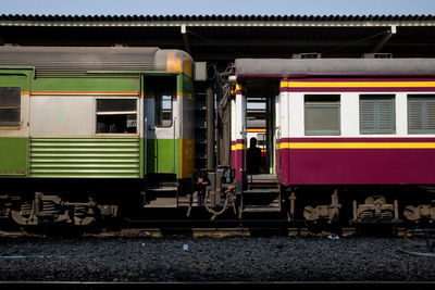 Train at railroad station platform