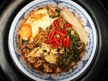 High angle view of food in bowl